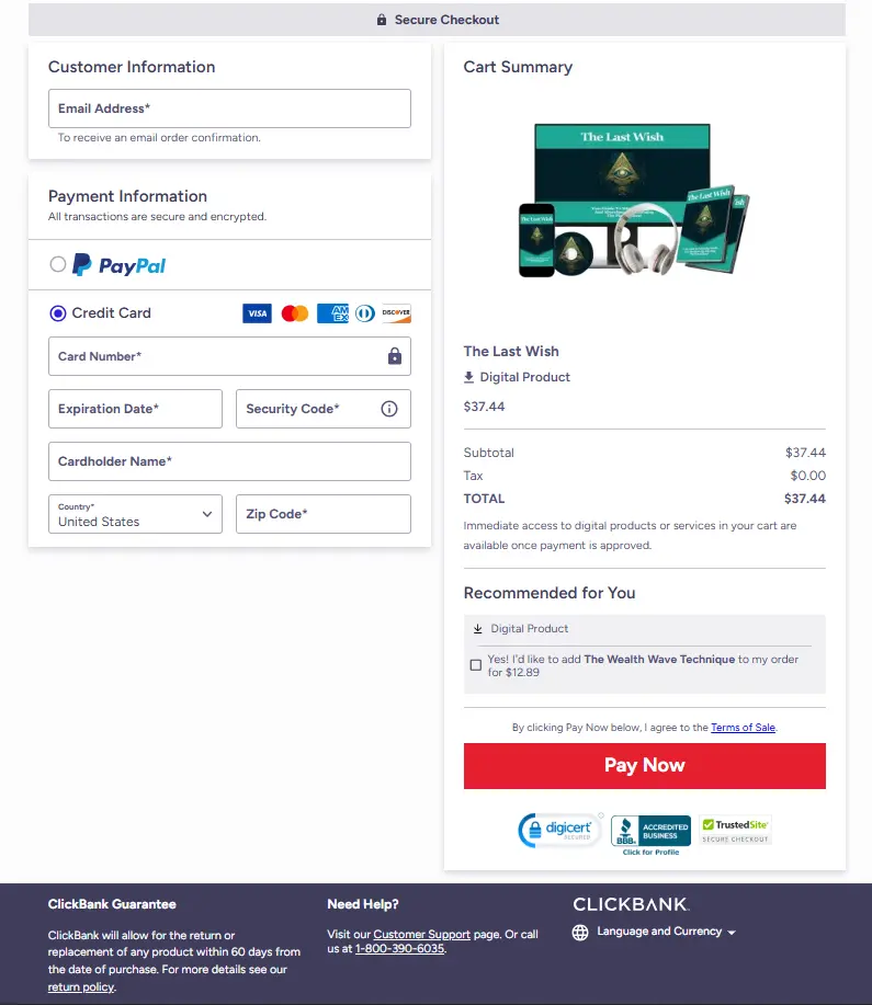 Secure checkout digital product online